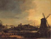 Aert van der Neer Landscape with a Mill oil on canvas